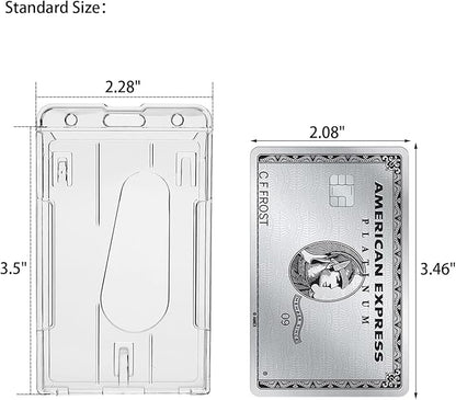 VIQWYIC 8 Pcs Vertical Card Holder, Hard Plastic Clear Badge Holders ID Card Badge Holder, Lanyard Card Holder, Transparent