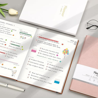 AHGXG 2026 Planner, Weekly and Monthly, Large A4 8.5"x11", Planner 2026-2027, Calendar 15-Months Jan 2026 - Mar 2027, Vegan Leather Softcover, Inner Pocket, Rose Gold