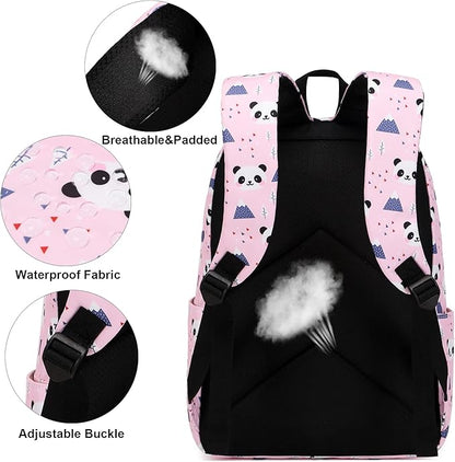 Panda School Backpack for Teens Girls, Womens College Bookbags Kids School Bags Laptop Backpacks (Pink)
