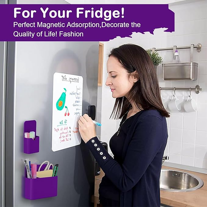 Magnetic Pen Holder,2 Pack Magnetic Dry Erase Marker Holder with Generous Compartments,Strong Magnet Storage Marker Pen Pencil Organizer for Refrigerator,Whiteboard,Locker Accessories