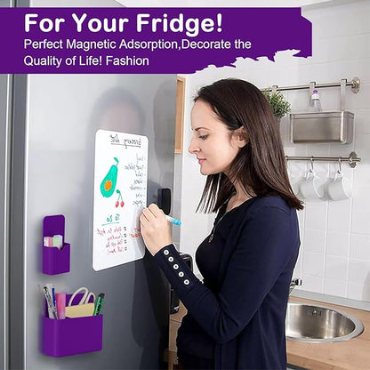 Magnetic Pen Holder,2 Pack Magnetic Dry Erase Marker Holder with Generous Compartments,Strong Magnet Storage Marker Pen Pencil Organizer for Refrigerator,Whiteboard,Locker Accessories