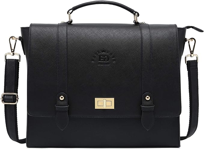 EaseGave 17Inch Laptop Briefcase for Women,Classic Black Work Bag Laptop Messenger Bag Large Computer Bags for Work Business Travel,black-17Inch