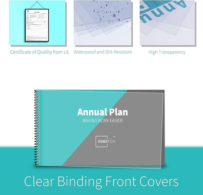 Binditek 100 Pack Binding Covers and Backs Set, 8.5 x 14 Inches, Including 50 Pcs 8 Mil Clear PVC Binding Covers, 50 Pcs 12 Mil Sand-Textured Polycovers, for Legal Size