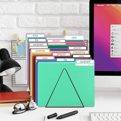 File Folders,18 Pack Two-Tone Colored File Folders Letter Size,Green Folders for School Office Supplies Documents Organization - 1/3-Cut Tabs