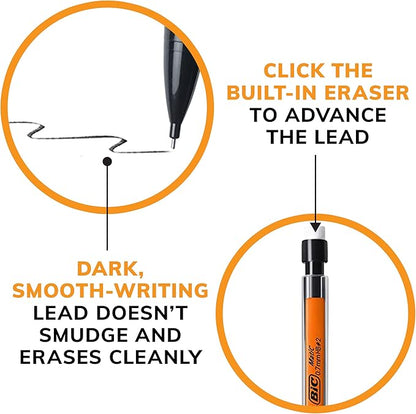 BIC Xtra-Smooth Mechanical Pencils with Erasers, Bright Edition Medium Point (0.7mm), 40-Count Pack, Bulk Mechanical Pencils for School or Office Supplies