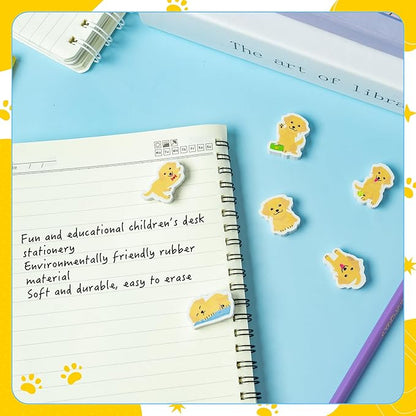 CJiangpo 60Pcs Golden Retriever Mini Eraser for Kids Bulk - Cute Cartoon Pencil Rubber Eraser Novelty 3D Desk Puzzle Rubbers Dog Birthday Party Favors Filler Kids Back to School Classroom Prizes Gifts