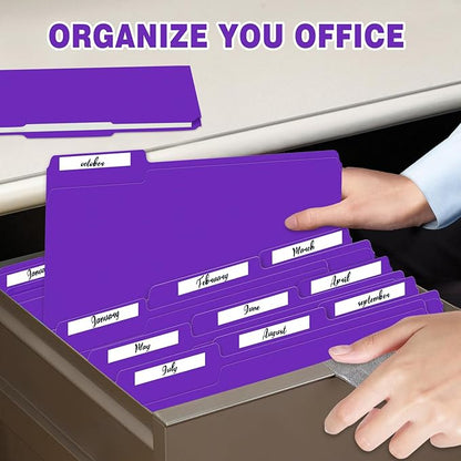 File Folders,IntoJoy 120 Pack Colored File Folder Letter Size, 1/3 Cut Tab Filing Folders for Office School Business File Document Organization,Purple