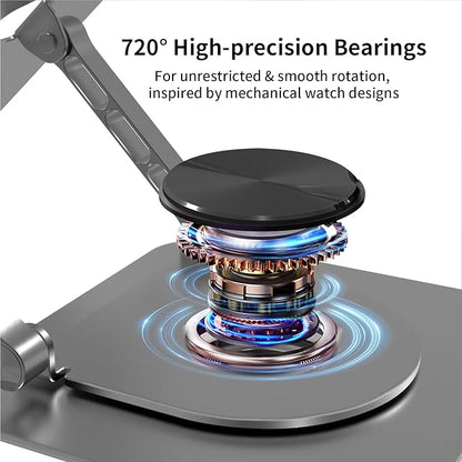 Laptop Stand for Desk Adjustable Height, Laptop Riser for Desk Adjustable Height 360° Rotating, Laptop Holder with Magnetic Compatible Phone Holder, 10-17.4" Laptops
