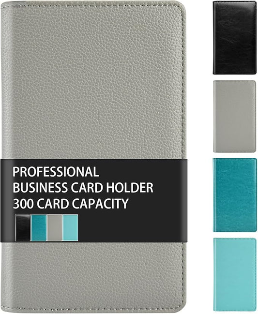 300 Card Capacity Leather Business Card Book Holder Organizer, Card Binder Professional PU Name Card Credit Cards Booklet (Multiple Colors Optional)