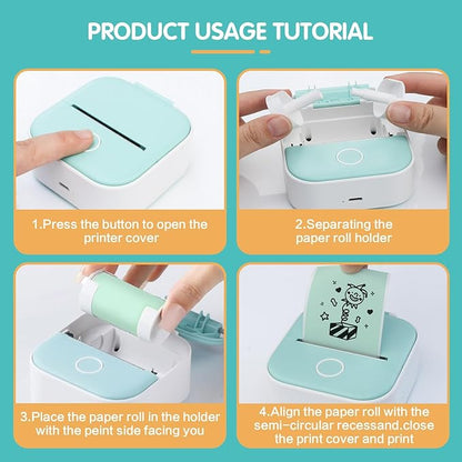 6 Rolls 53mm Mini Thermal Printer Stickers Paper, Multicolor Mini Printer Sticker Paper, Photo Printer Labels Paper, Compatible M02/T02, Kids Instant Camera, To-do Lists, Notes, Black, Photo