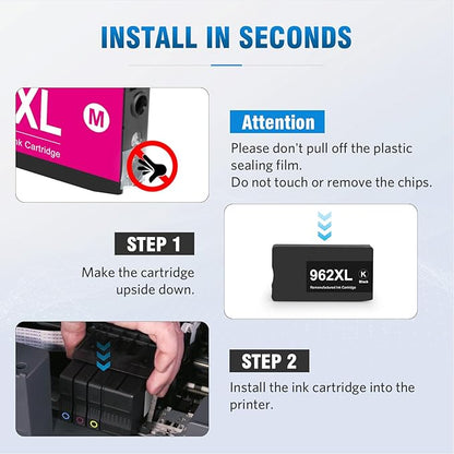 962XL Ink Cartridges 4 Color Pack Compatible Replacement for HP 962XL 962 Ink Work for HP OfficeJet Pro 9010 9013 9014e 9015e 9016 9018e 9019e 9020e 9022e 9023 9025e 9028e 9029 Printer