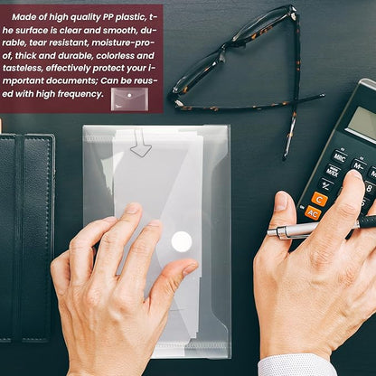 Vmiapxo 40 Pack Stamp and Die Storage Pockets, Reusable Small Plastic Envelopes Waterproof Sticker Organizer Receipt Holder Photo Storage Folders (4" x 6")