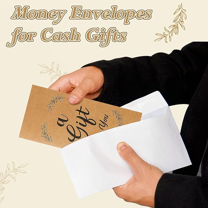 Sabary 200 Pcs Christmas Money Envelopes for Cash Gifts Set 100pcs 3.5 x 7.28 Inches a Gift for You Envelopes 100 White Envelope for Church Wedding Graduations Birthdays Certificate Currency Offering