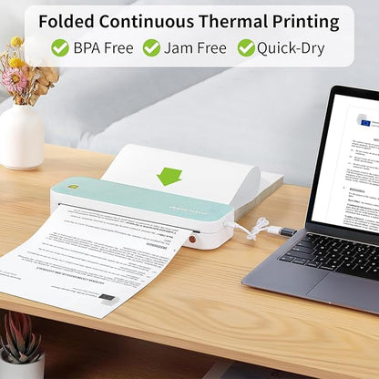 200 Sheets Thermal Printer Paper 8.5''×11'' US Letter Size Thermal Paper Compatible with Peripage, Munbyn, Jadens, HPRT, Phomemo Letter Portable Printer, Folded, Continuous, Perforated Thermal Paper