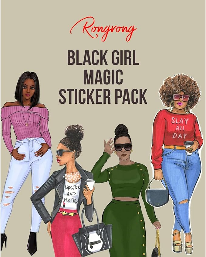 Rongrong Black Girl Magic Planner Stickers Pack for Planners, Calendars, Journals and Projects – Premium Quality Hand Drawn Fierce Fabulous Queens – Scrapbook Accessories - 8 Sheets