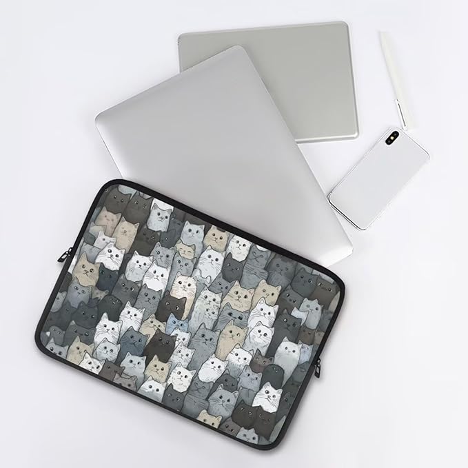 Cartoon Cat Printed Computer Bags for Laptops, Water Resistant 15 Inch Laptop Bag Laptop Briefcase Travel Case for Women Men Teens, Compatible with Most Laptops