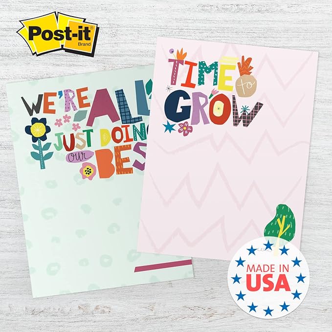 Gotcha Covered Notebooks Multicolor 3" x 4" Repositionable Floral Classroom Sticky Note Set - Six Colorful Encouragement Pads - Made in The USA