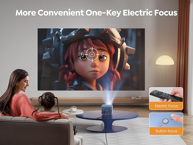 [Electric Focus] YABER Mini Projector with 5G WiFi and Bluetooth 5.2,18000 Lumen 1080P Portable Projector Support ±40° Keystone Correction,Outdoor Projector for Phone/ TV Stick/Laptop/PS5(Blue）