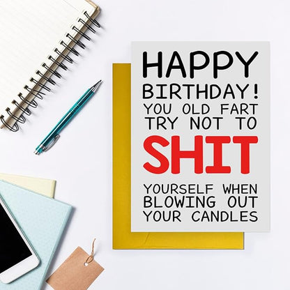 Funny Birthday Cards For Women Men, Rude Birthday Card Gift for Nan Grandad Mom Dad, 50th 60th 70th 80th Birthday Card for Him Her, Happy Birthday Card Dad Mom