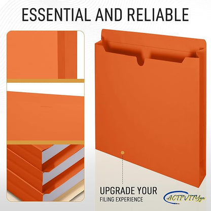 Orange File Jackets, 2 Inch Expansion, Letter Size, Reinforced Straight-Cut Tab, 6 Pack