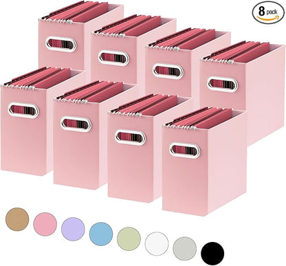 Oterri Collapsible Storage - Pink, 8 Packs - Hanging File Box for Letter Size, Portable with Handle