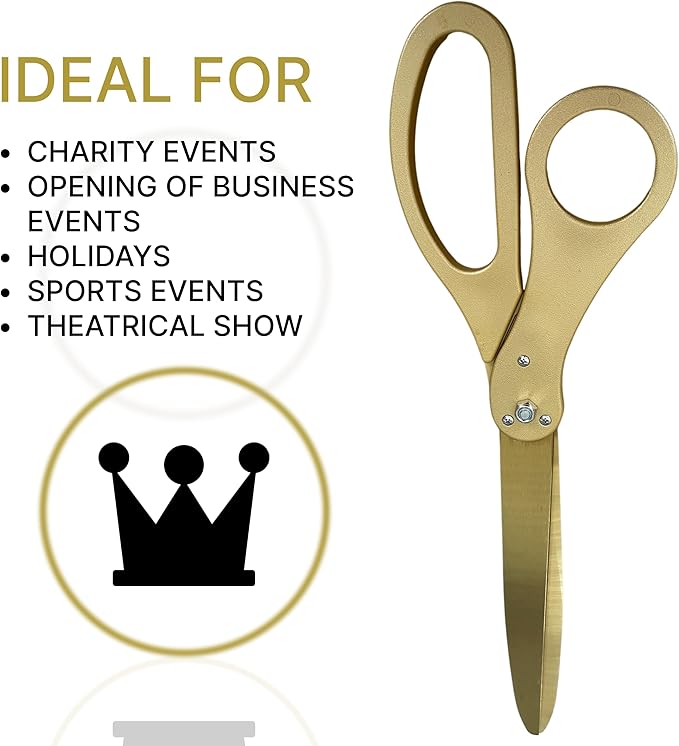 New Edition Grand Opening Scissors – 25'' Scissors Gold with Golden Blades for Ribbon Cutting Ceremony