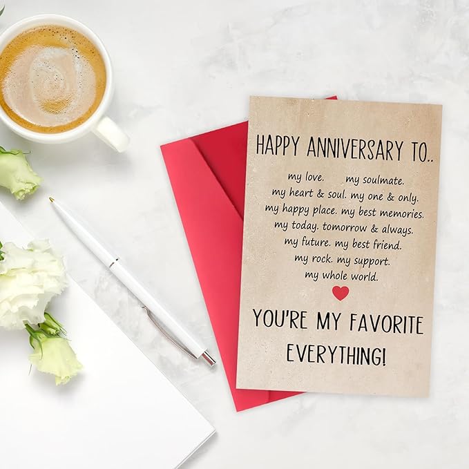 Happy Anniversary Card for Husband Wife, Sweet Wedding Anniversary Card for Couple, Romantic Anniversary Card Gift for Boyfriend Girlfriend