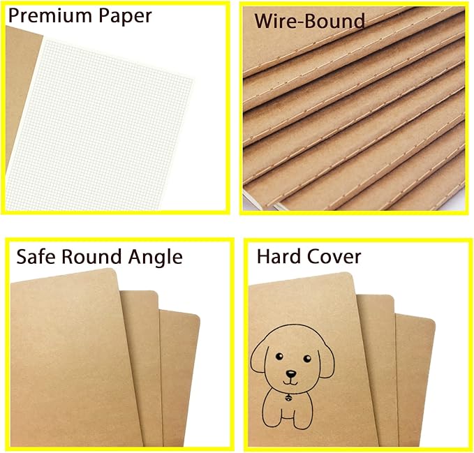 12 Pack 8.5x11 inch Large Graph Paper Notebook Journals Bulk, Square Grid Paper Notebook for Travelers, College Students, Office - Subject Notebooks 60 Square Grid Pages/30 Sheets