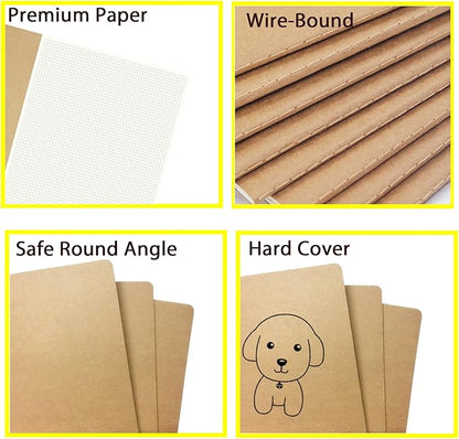 12 Pack 8.5x11 inch Large Graph Paper Notebook Journals Bulk, Square Grid Paper Notebook for Travelers, College Students, Office - Subject Notebooks 60 Square Grid Pages/30 Sheets