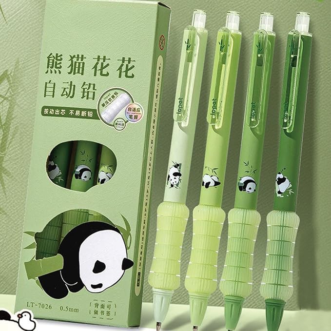 4 Pcs Mechanical Pencils 0.5mm Cute Panda Mechanical Pencil Kawaii Cartoon Pencils School Pencil for Kids Students Girls Women (4Pcs Panda)
