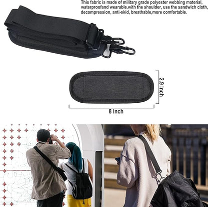 56 inch Shoulder Strap, Universal Adjustable Thick Soft Duffel Bag Shoulder Strap Replacement Comfortable Belt with Metal Swivel Hooks for Laptop Messenger Bag, Briefcase, Shoulder Bag, Black
