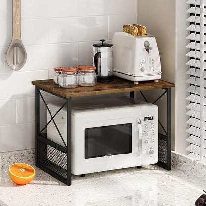 Printer Stand for Desk, Desktop Printer Stand Shelf Organzier for Home Offic, for Above and Under Desk, Fax Machine Copier Scanner, Rustic Brown