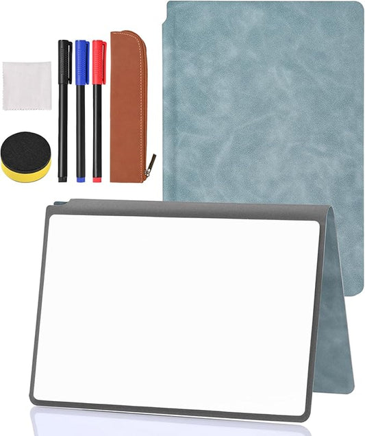 Portable Dry Erase Board,Portable White Board,Small Dry Erase Board,Foldable,Erasable,Repeatable,9.5 * 6.6 inches,for Office,Home,School,Study,Meeting(Cyan)