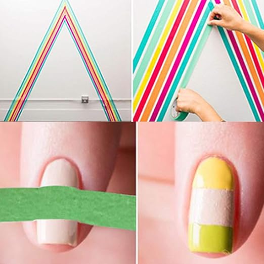 Colorful Masking Tape, Decorative Colored DIY Tape for Arts & Crafts, Labeling or Coding - 6 Different Color Rolls, 1 Inch x 55 Yards