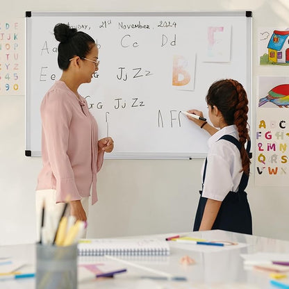 Sweetcrispy Magnetic Dry Erase Board, 36" x 24" Whiteboard for Home, School, Sliver Reinforced Aluminum Frame