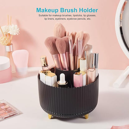 Desk Pencil Pen Holder, 5 Slots 360 Degree Rotating Pencil Pen Organizers Desk Organizers for Office Accessories Shool Supply Black