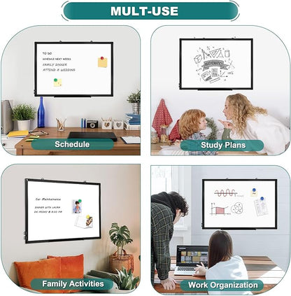 Double Sided Whiteboard, White Board for Wall Mounted 24''X18'' Magnetic Dry Erase Board with Black Aluminum Frame