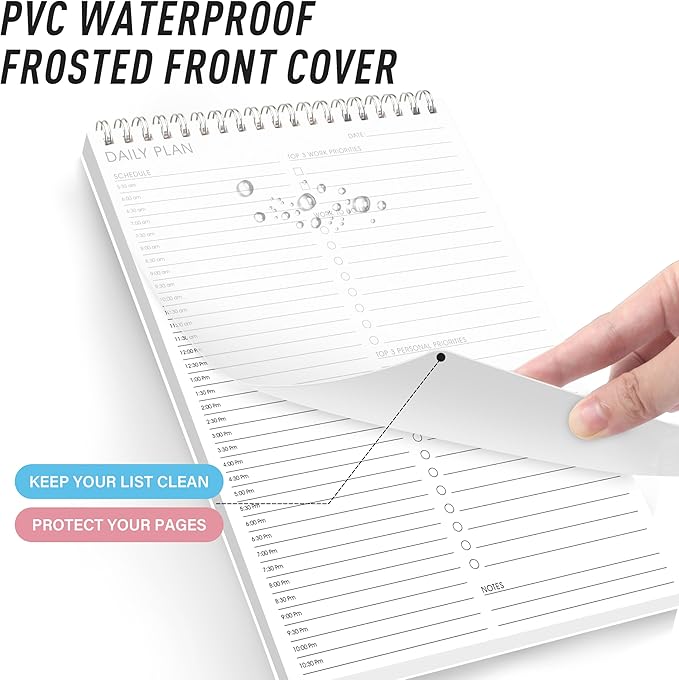 Hourly Schedule Planner To Do List Notepad Daily Planner 52 Double-Sided Sheets Notebook, 6.5" x 9.8",17 Hours for Organizing Work & Personal Life