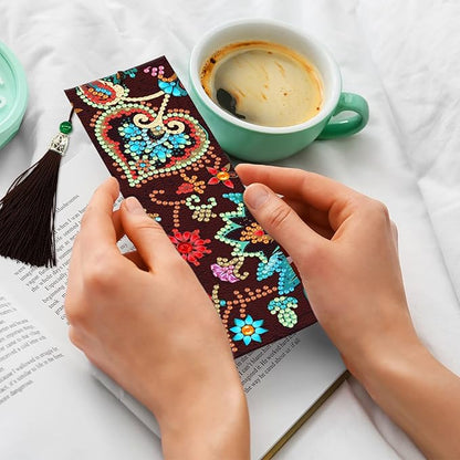 pigpigboss Colorful Flower Bookmark Diamond Painting Kit 2 Pieces Diamond Painting Arts Flower Bookmark Diamond Painting Set for Adult Book Decor Bookmark Diamond Dot (21 X 6 CM)