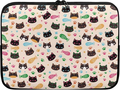 Cat Fish Printed Computer Carrying Cover, Large Capacity Laptop Case Bag Easy to Carry Computer Bag, 10 Inch Lightweight Laptop Briefcase Messenger Bag for Women