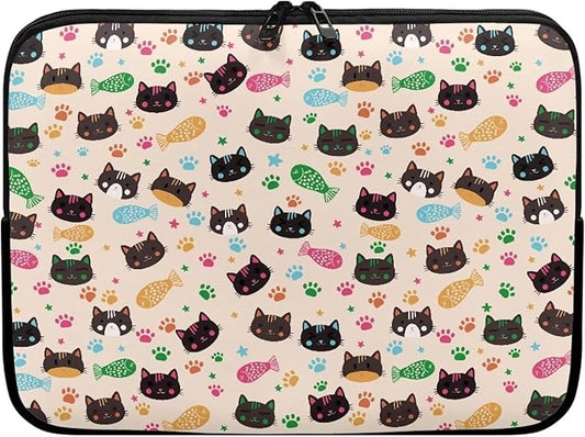 Cat Fish Printed Computer Carrying Cover, Large Capacity Laptop Case Bag Easy to Carry Computer Bag, 12 Inch Lightweight Laptop Briefcase Messenger Bag for Women