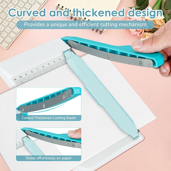Paper Cutter, 6in Cut Length Small Paper Cutter with Safety Guard Stack Paper Trimmer Portable Curved Strip Paper Cutters Guillotine Paper Cutter for Cutting Coupon Craft Paper Card and Photo
