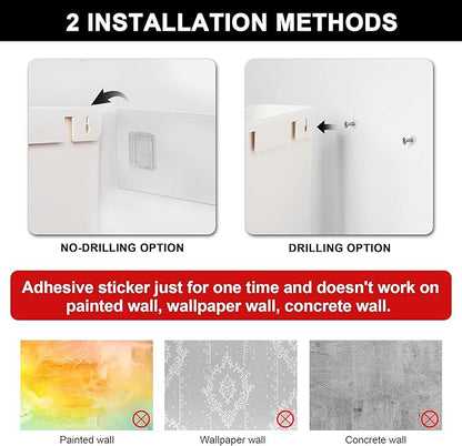 YOHOM No Drilling File Holder Wall Mails Magazines Organizer Adhesive Door Mount, Single Pocket, (White 1)