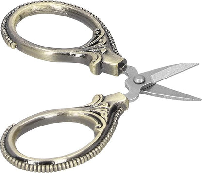 Acouto Stainless Steel Sewing Scissors Portable Thread Embroidery Tailor Handicraft Scissors Antique Copper (Green Patina)