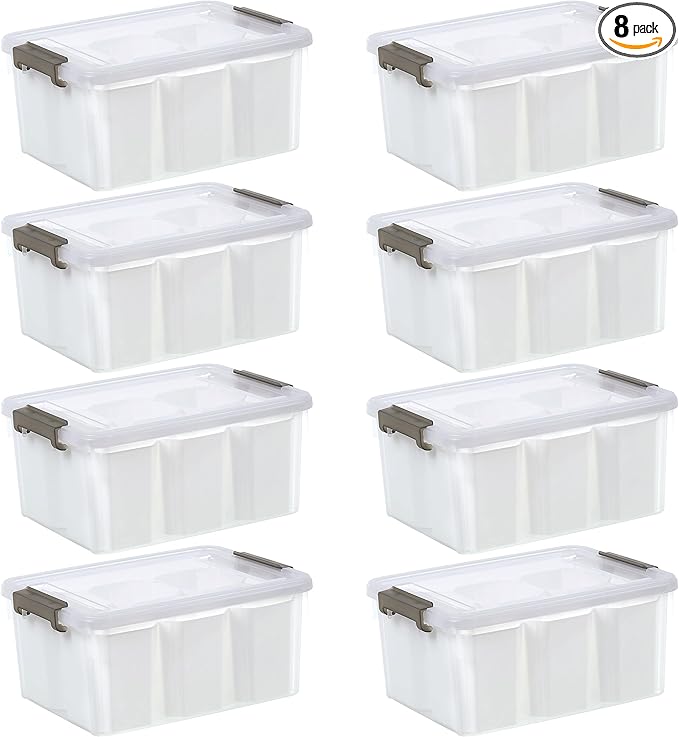 Citylife 17 QT Plastic Storage Bins Clear Storage Box with Lids Multipurpose Stackable Storage Containers for Organizing Tool, Craft, Crayon, 8 Packs