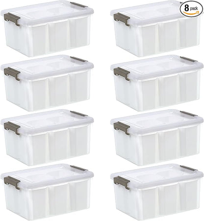Citylife 17 QT Plastic Storage Bins Clear Storage Box with Lids Multipurpose Stackable Storage Containers for Organizing Tool, Craft, Crayon, 8 Packs