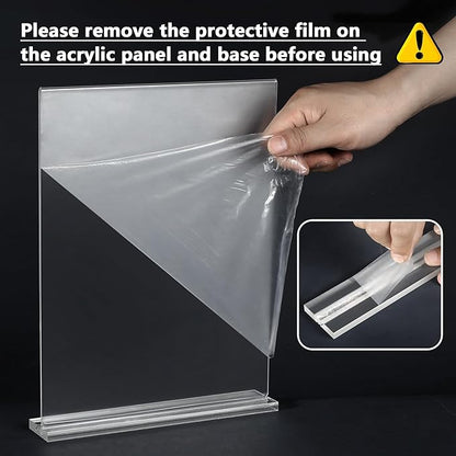 MaxGear Acrylic Sign Holder 8.5 X 11, 10 Pack Double Sided Clear Display Stands, Plastic Paper Holder Menu Holder, Vertical Table Stand Flyer Holder Acrylic Sign for Stores, Restaurants, Office