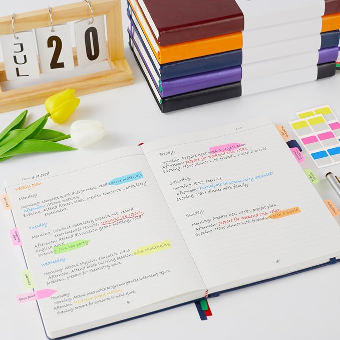 Hardcover Leather Notebooks College Ruled, 320 Pages Notebook Journals for Writing Note Taking Women & Men, A5 (5.7'' X 8.4'') Daily Notebook Journal, Orange