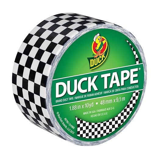 Duck Brand Duck Printed Duct Tape, Checker, 1.88 Inches x 10 Yards, Single Roll (280410)