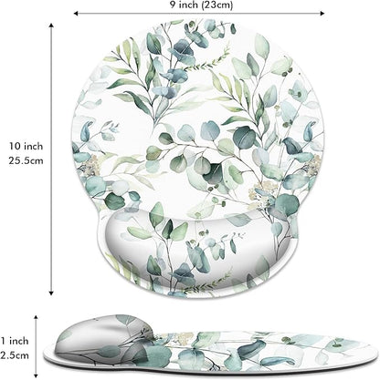 Ergonomic Mouse Pad with Wrist Support,Green Flowers Mouse Pad with Wrist Rest,Relieve Wrist Pain Mousepad Non-Slip Rubber Base,Mouse Pads for Desk,Computers,Laptop,Office,Home,Gaming,Accessories